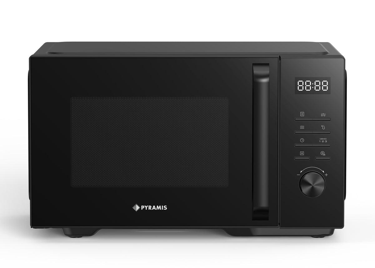 Cuptor cu microunde PYRAMIS Premium FS 28UG, 28 litri, 1450W, 5 trepte de putere, grill, 8 moduri automate, Quick Start, Child Lock, control digital, finisaj negru