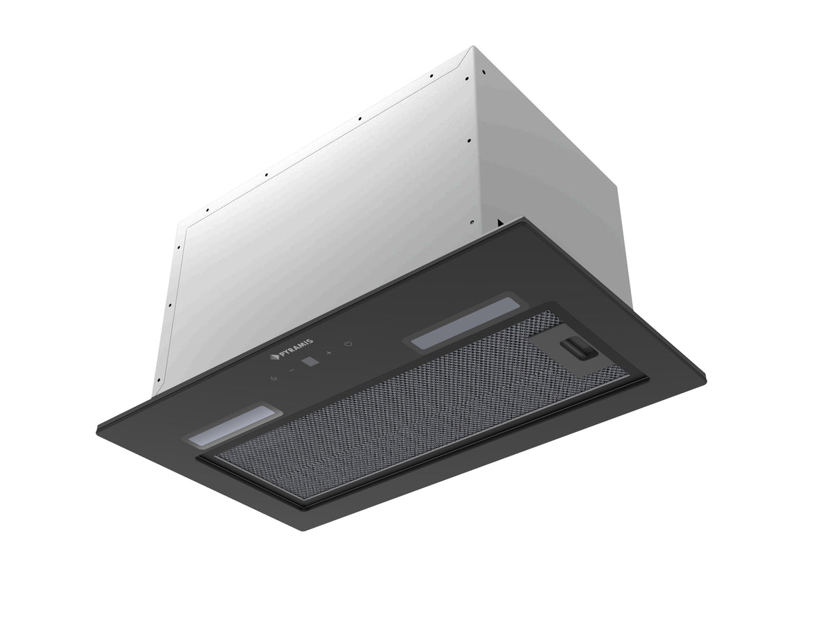 Hota total incorporabila Pyramis MD, 1 motor, putere de absorbtie maxima 618mc/h, 52cm, Touch control, finisaj sticla neagra