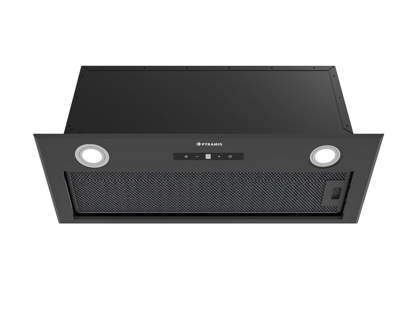 Hota total incorporabila Pyramis MD, 1 motor, putere de absorbtie maxima 618mc/h, 70cm, Touch control, finisaj metal vopsit negru