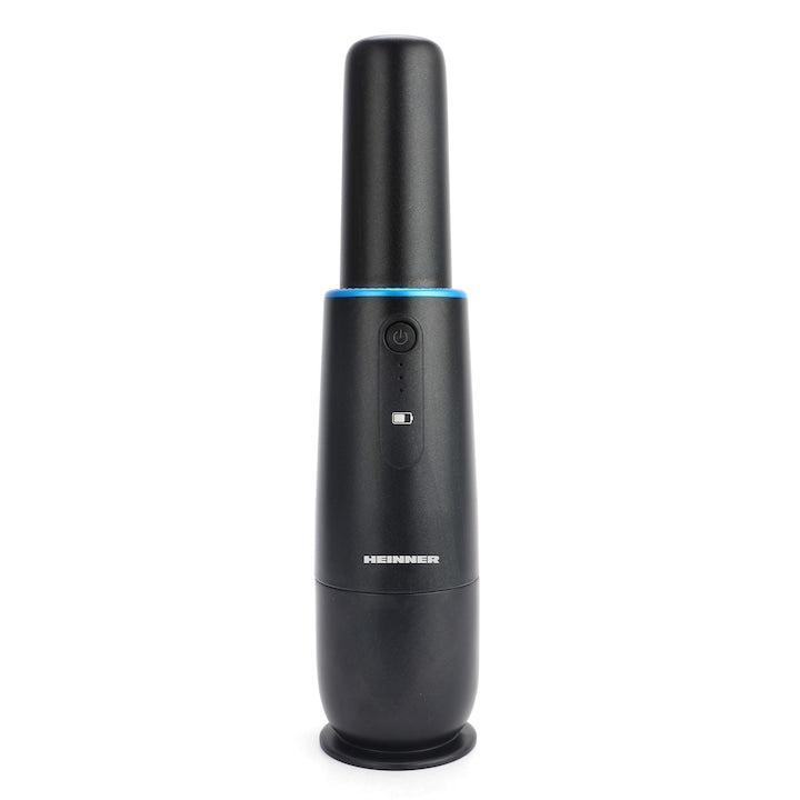 Aspirator de mana Heinner Blackstone HHVC-D7.2BK, 70W, acumulator li 7.2v, autonomie 12 min, durata incarcare 3 ore, adaptor USB, accesorii perie 2 in 1, negru - EpicHome