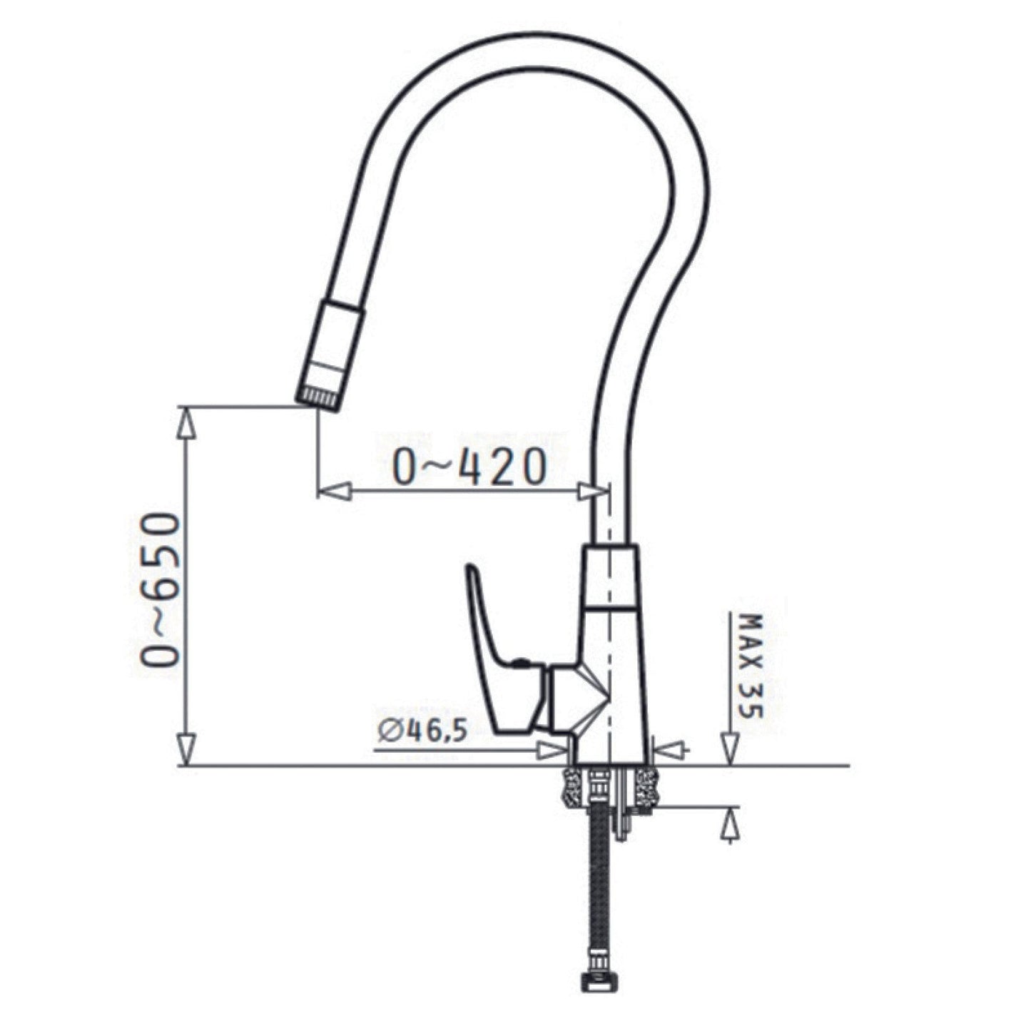 Baterie bucatarie Pyramis ELVIRA pipa elastica - EpicHome