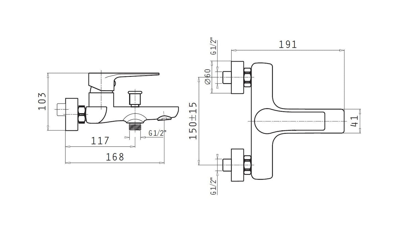 Baterie cada si dus Pyramis MAJESTA, finisaj cromat, cartus cu disc ceramic - EpicHome.ro