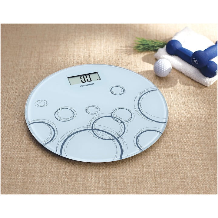 Cantar de baie Heinner HBS-WH150R, sticla securizata 6mm, 150kg, display LCD, design compact ultra slim, alb - EpicHome