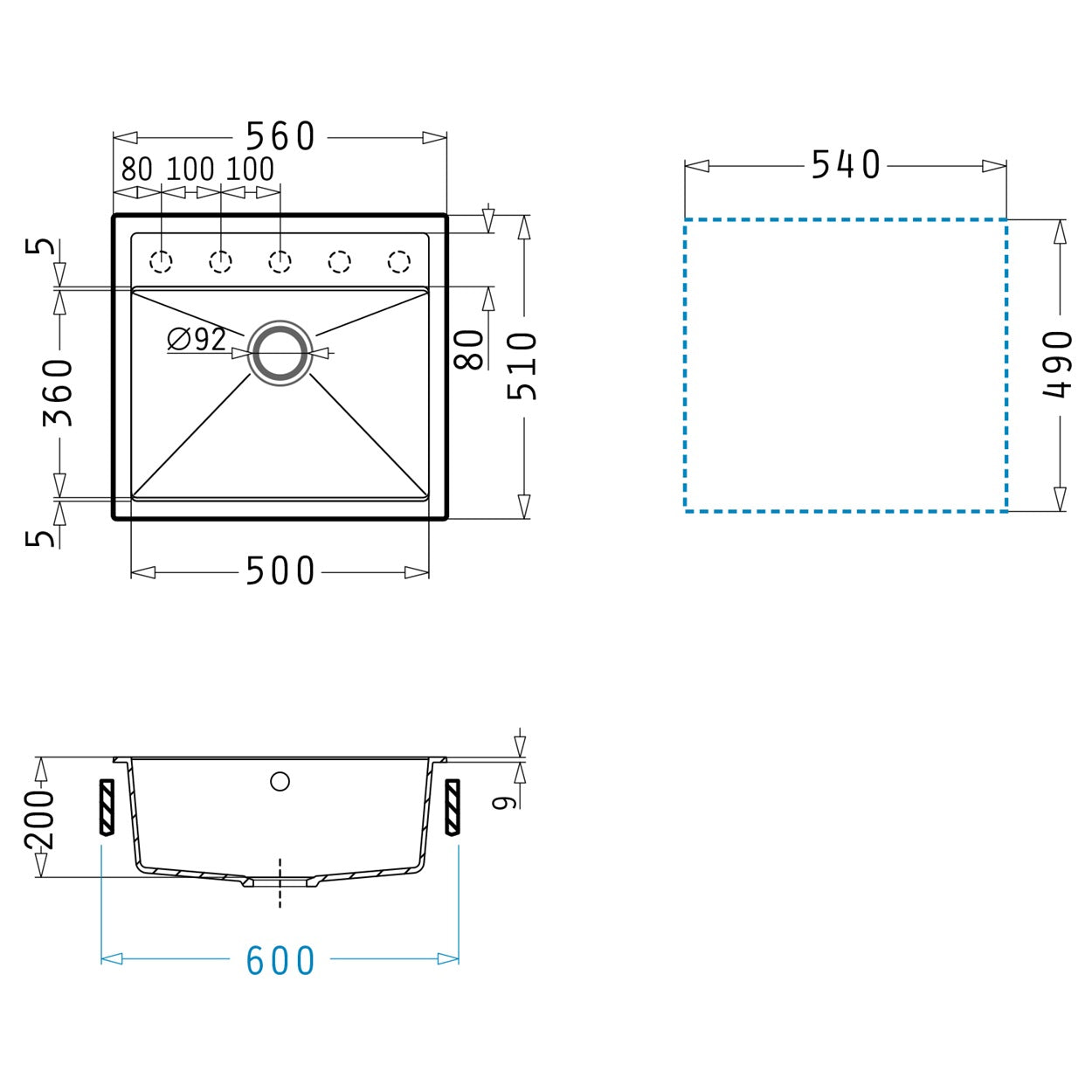 Chiuveta granit Pyramis ITHAKA 56x51cm - EpicHome