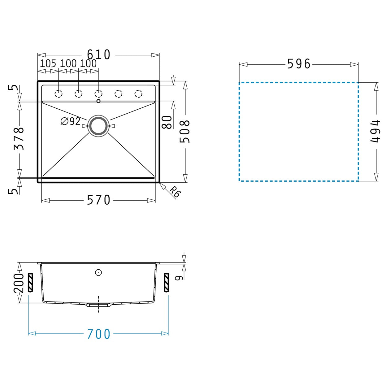 Chiuveta granit Pyramis ITHAKA 61x51cm - EpicHome