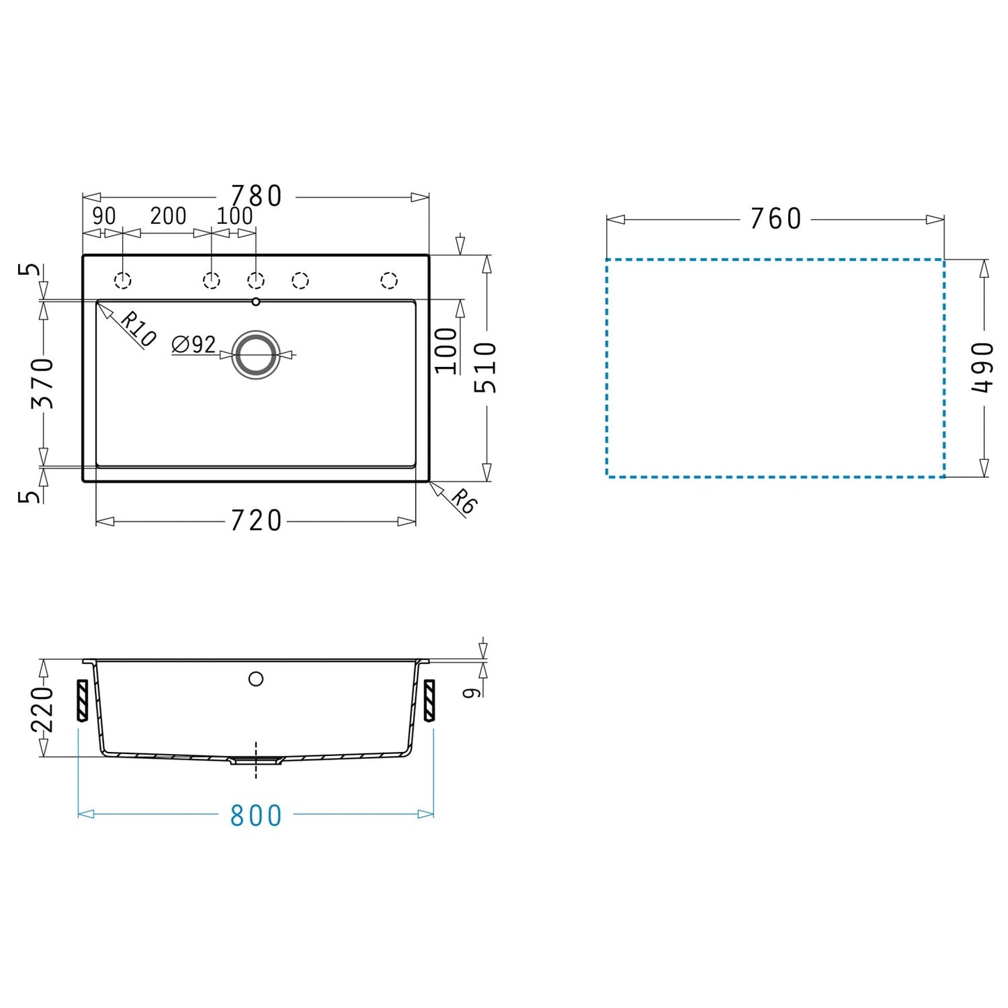Chiuveta granit Pyramis ITHAKA 78x51cm - EpicHome