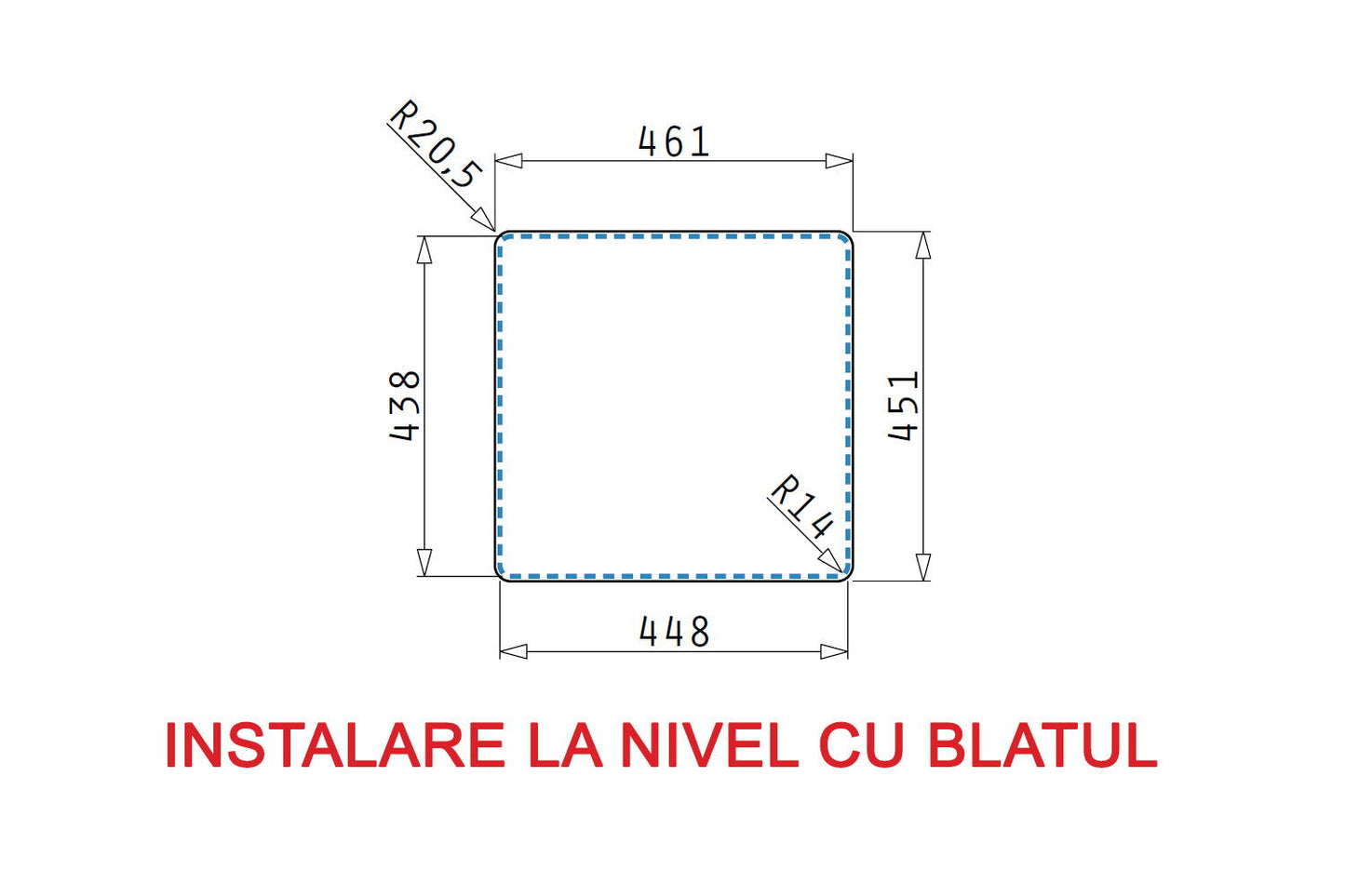 Chiuveta inox Pyramis ZERIA 46x45 1B - EpicHome.ro