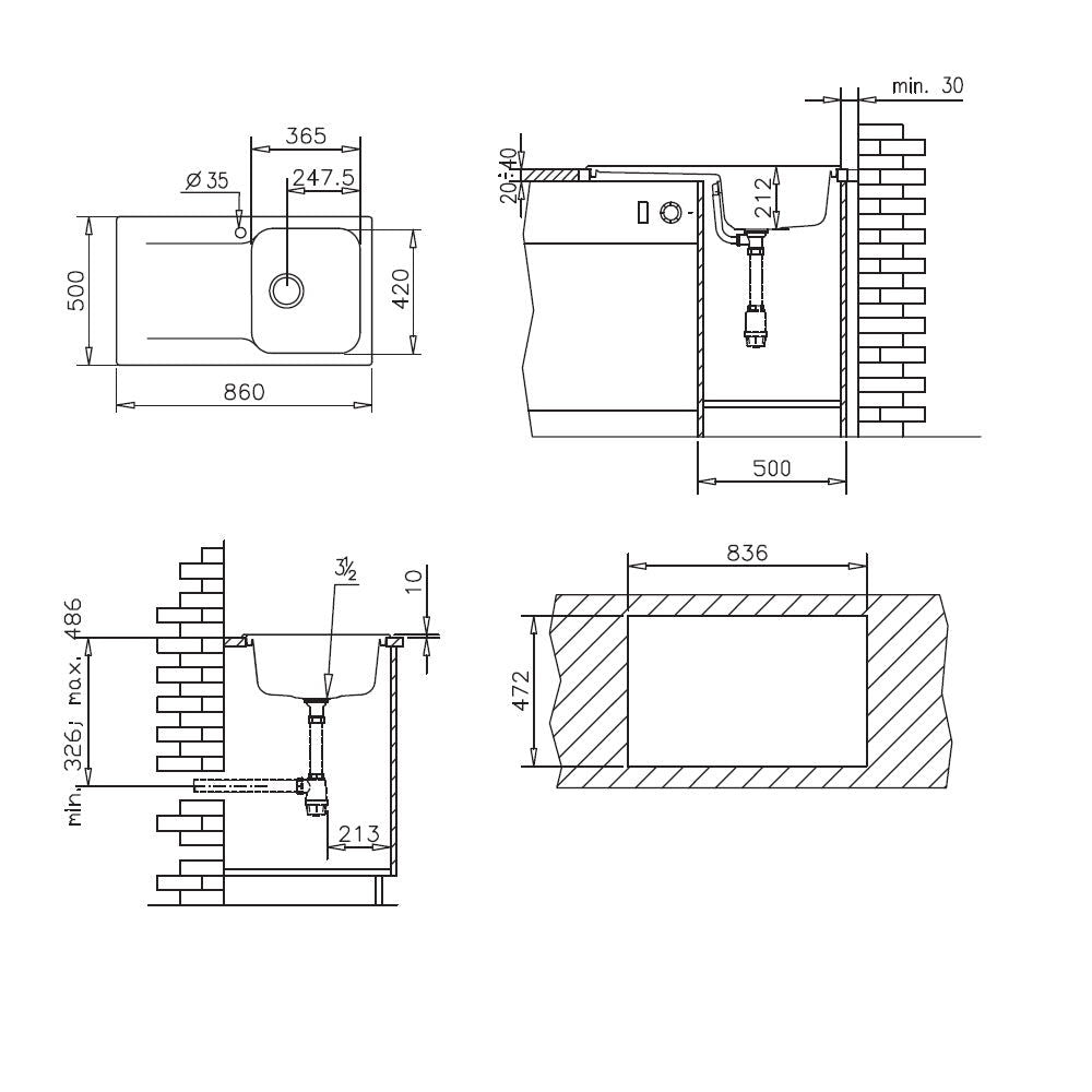 Chiuveta soft compozit Pyramis LEVEL 86x50cm cuva dreapta - EpicHome.ro