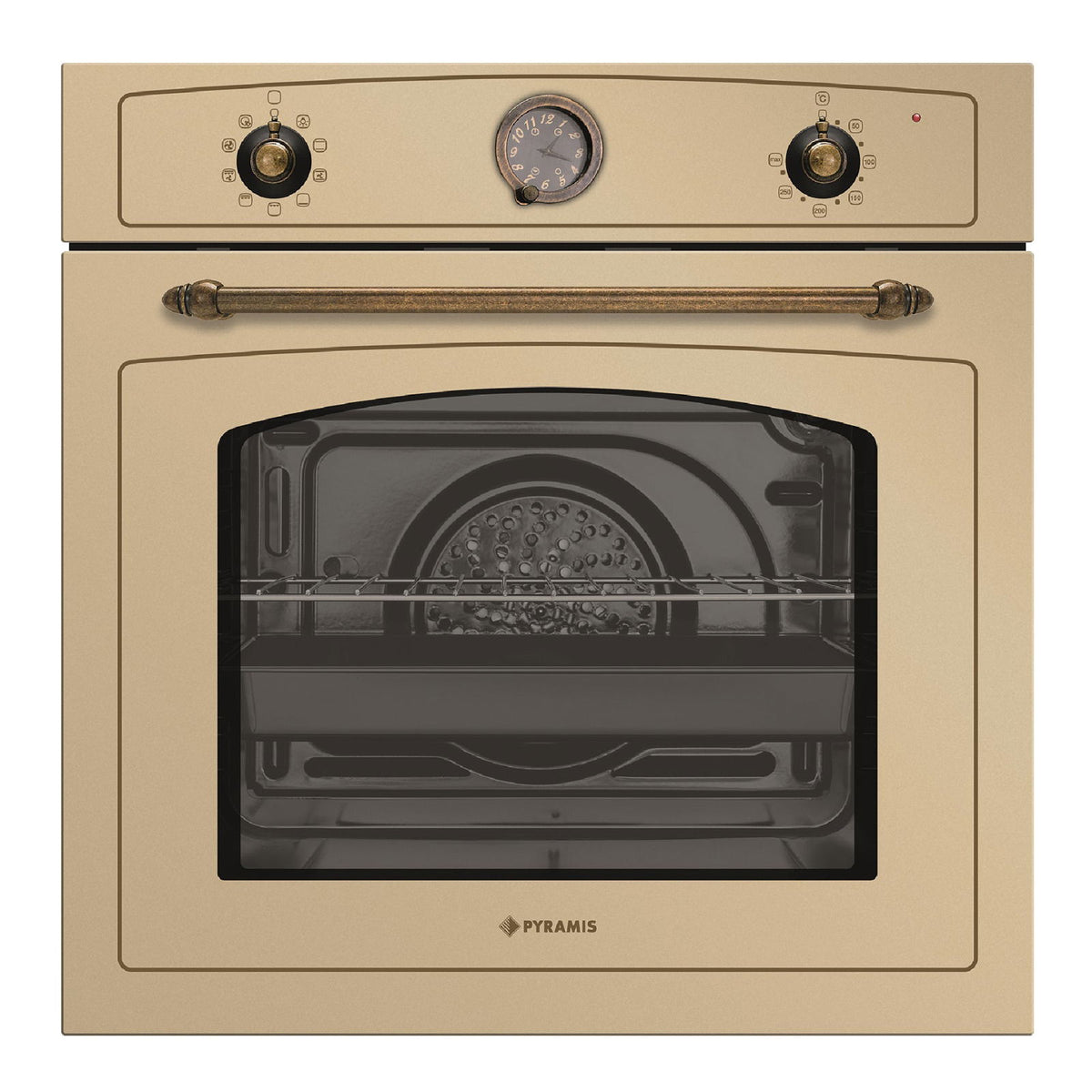 Cuptor electric Pyramis 733070 Rustic, 9 functii, clasa A, 73 litri, Soft Close, butoane rotative antichizate - EpicHome.ro