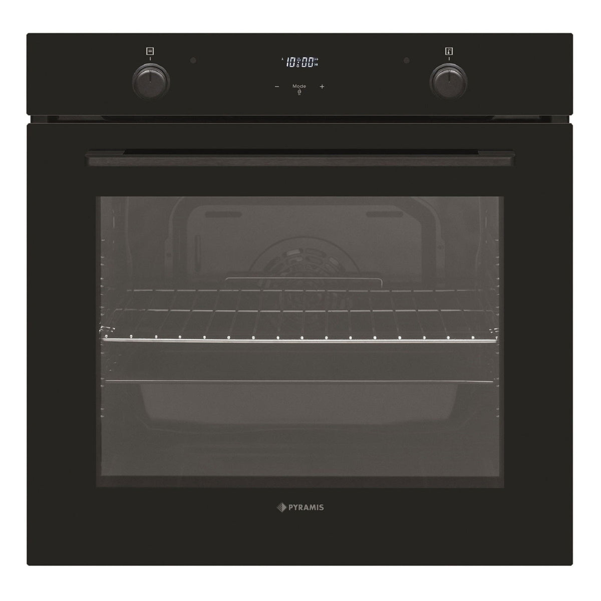 Cuptor electric Pyramis PO78052009PBL Full Black Glass, 9 functii, clasa A, volum 78 litri, timer digital, Soft Close, butoane retractabile - EpicHome.ro
