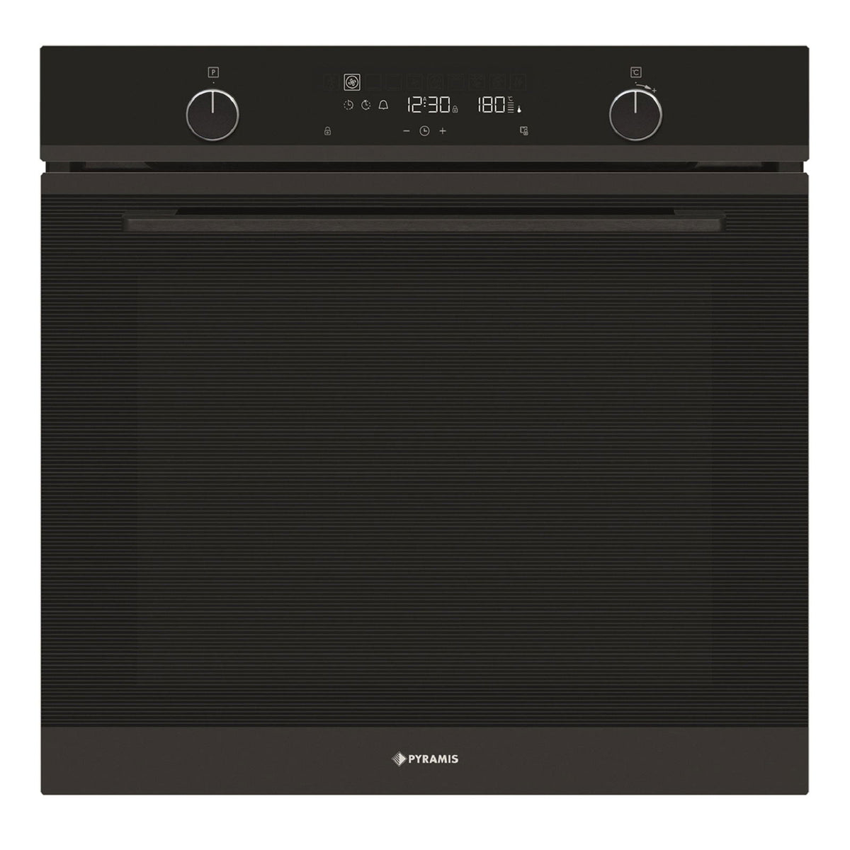 Cuptor electric Pyramis PO78094010EBL? Full Black Glass, 10 functii, clasa A, volum 78 litri, Soft Close, Cool Touch, Vap Clean, ghidaje telescopice - EpicHome.ro