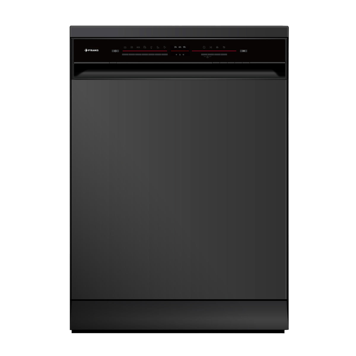 Masina de spalat vase Pyramis DWL 60FS Black, 14 Seturi, 7 programe, Clasa D, Power wash, Half load, Aquastop, Auto open, Child lock, 60 cm