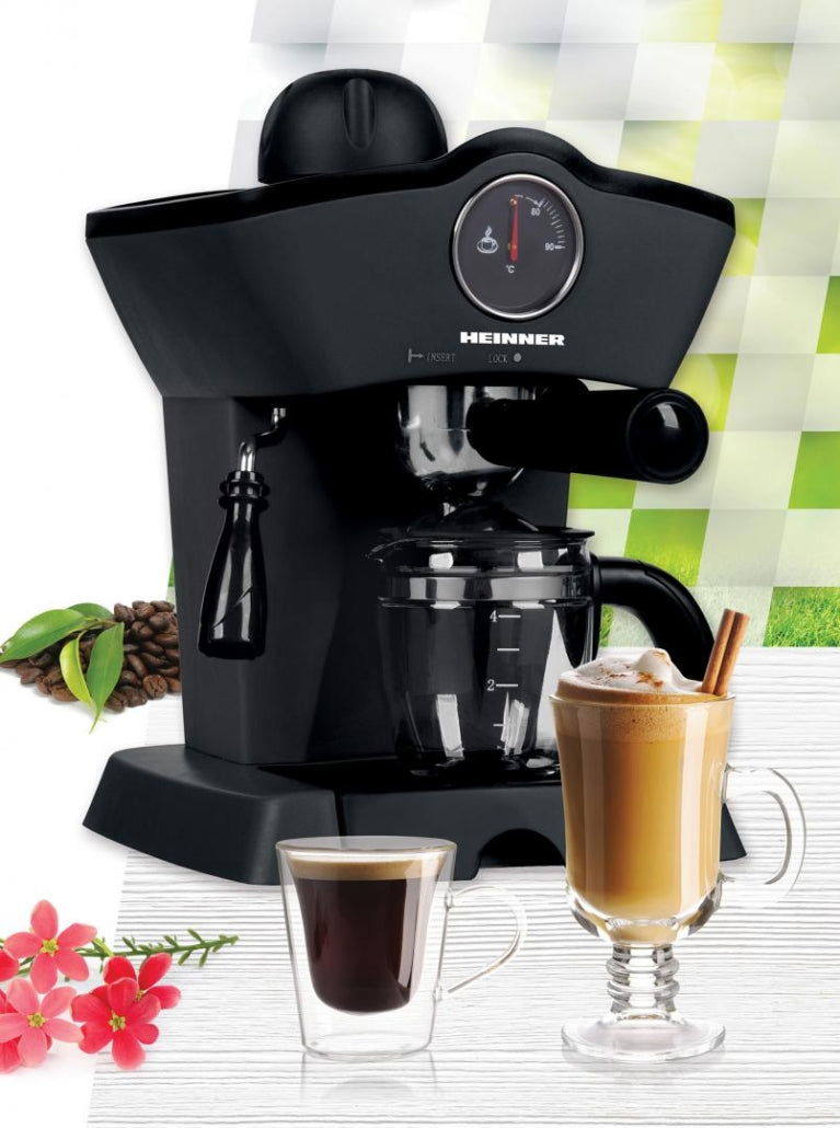 Espressor manual Heinner Retro Effect HEM-200BK, 800W, 3.5bar, Negru - EpicHome