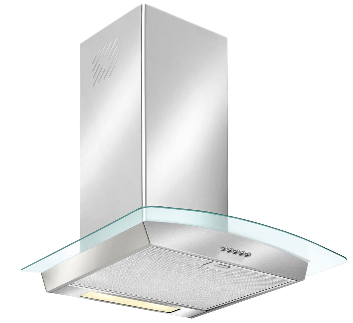 Hota decor Pyramis NADORO, 1 motor, sticla transparenta & inox, 380m³h - EpicHome.ro