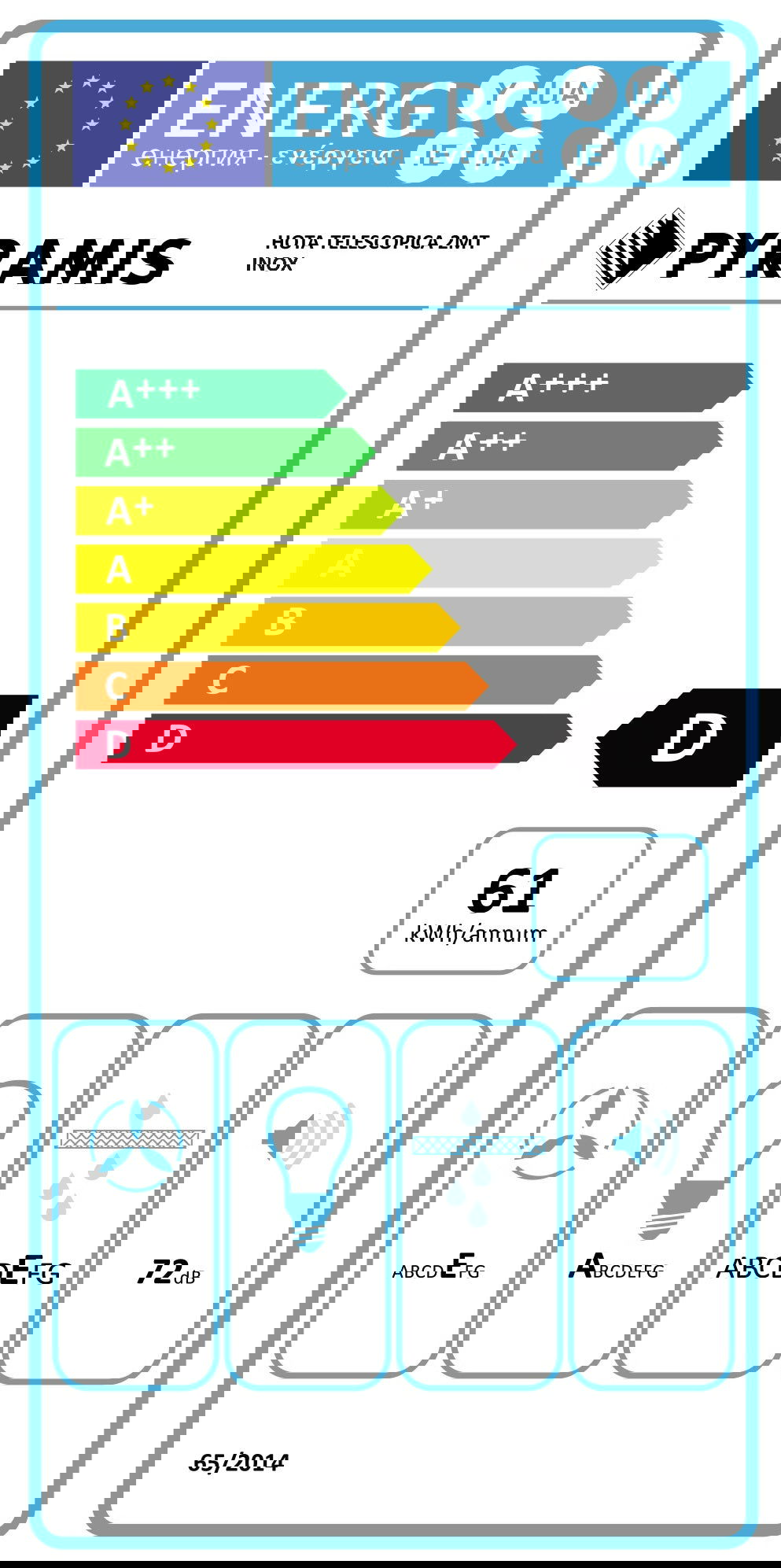 Hota telescopica Pyramis ATS2, 2 motoare, 334m³h, 60cm - EpicHome.ro
