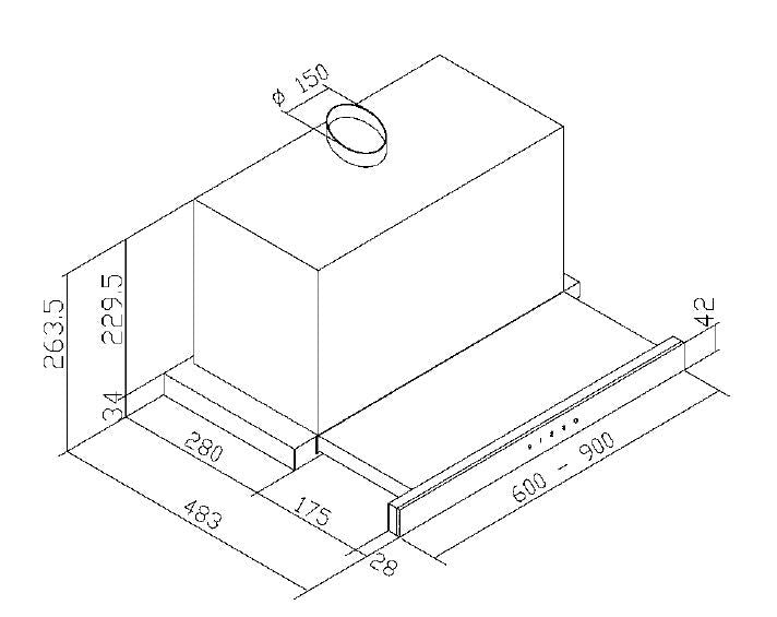 Hota telescopica Pyramis EMOTION Full Touch Control, 1 motor Turbo, 703m³h, Inox - EpicHome.ro