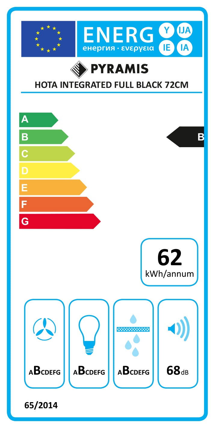 Hota total incorporabila Pyramis Full Black Glass, 1 motor, Timer, Touch control, 420m³h - EpicHome.ro
