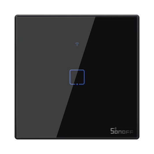 Intrerupator smart Sonoff T3EU1C TX, Wireless + RF 433, 1 canal, cu touch, sticla, Negru - EpicHome.ro