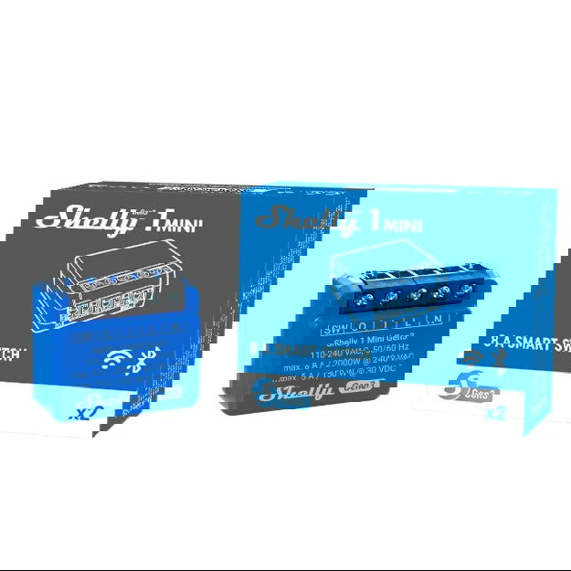 Pachet de 2 relee Shelly Mini 1 GEN3, 1 canal, 8A - EpicHome