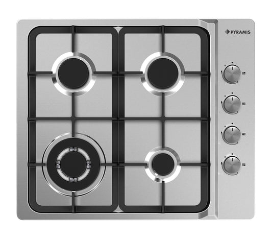 Plita gaz Pyramis 60PG 630, Inox, Wok, gratare fonta, 59x50 cm - EpicHome.ro