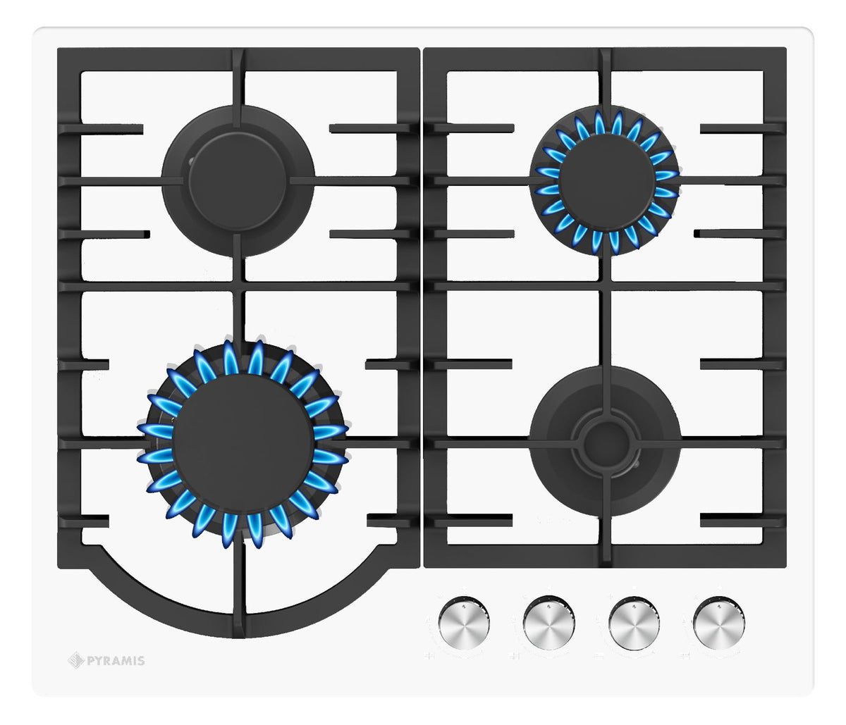 Plita gaz Pyramis 60PG 65.01.02.03 Glass, gratare fonta, 60x51,5 cm - EpicHome.ro