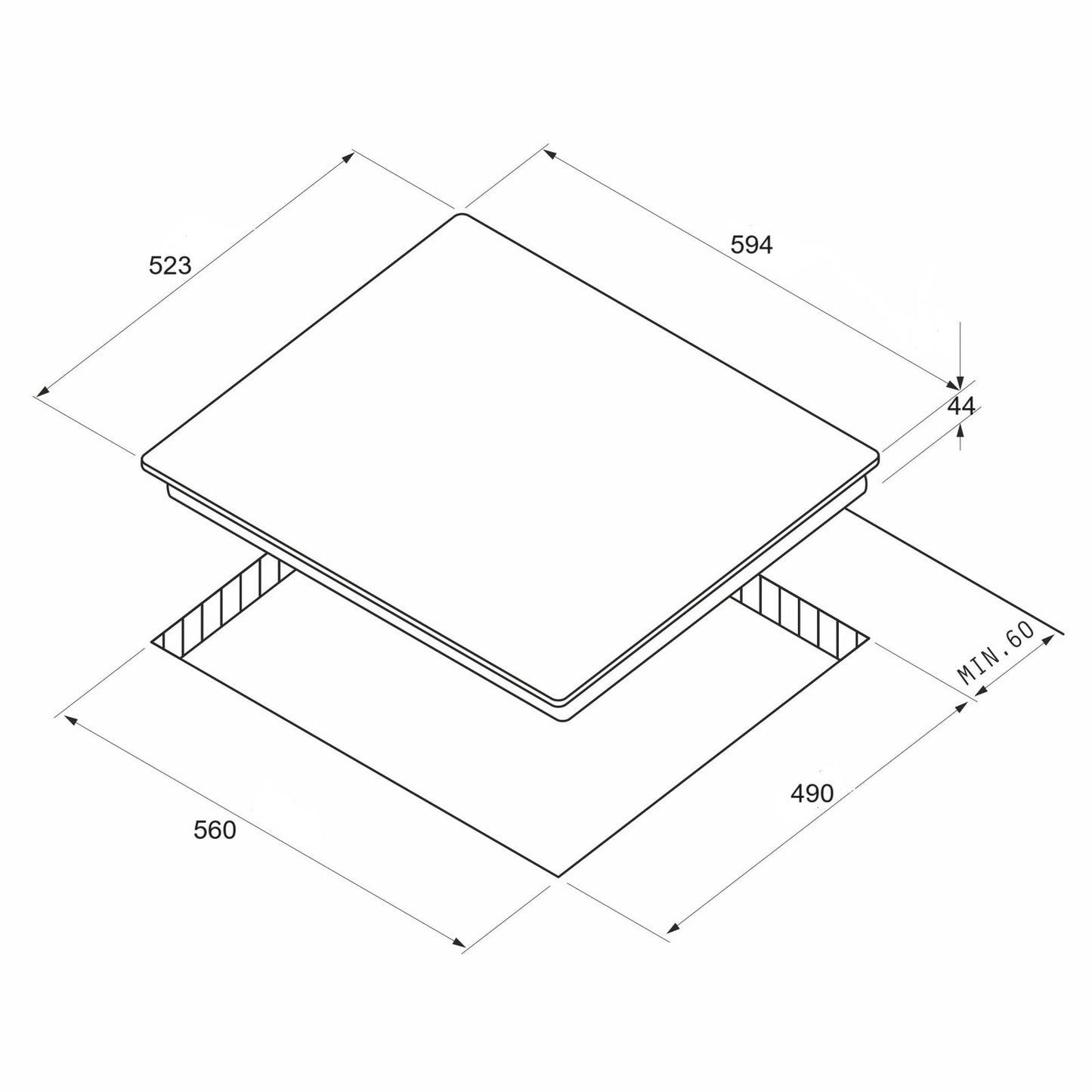 Plita gaz Pyramis 6714 Grey Pearl Glass, Wok, gratare fonta, 59,4x52,3 cm - EpicHome.ro