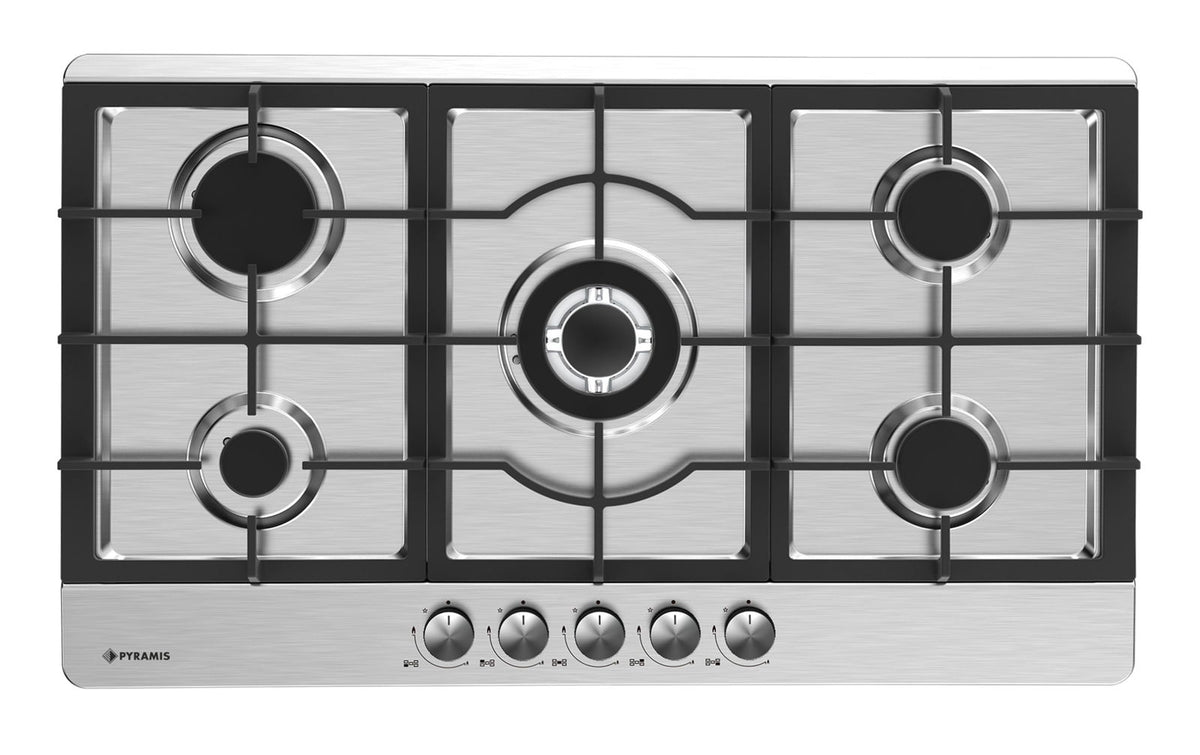 Plita gaz Pyramis 90PG 930, Inox, Wok, gratare fonta, 86x51 cm - EpicHome.ro