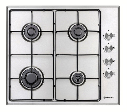 Plita gaz Pyramis PG60V 4G40 4002, Inox, gratare emailate, 58x51 cm - EpicHome.ro