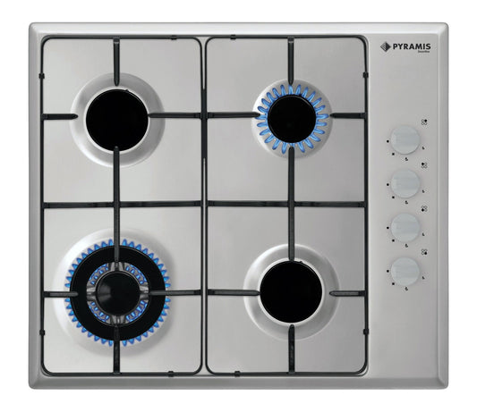 Plita gaz Pyramis Smartline SH 740, Inox, Wok, Gratare emailate, 59x52 cm - EpicHome.ro