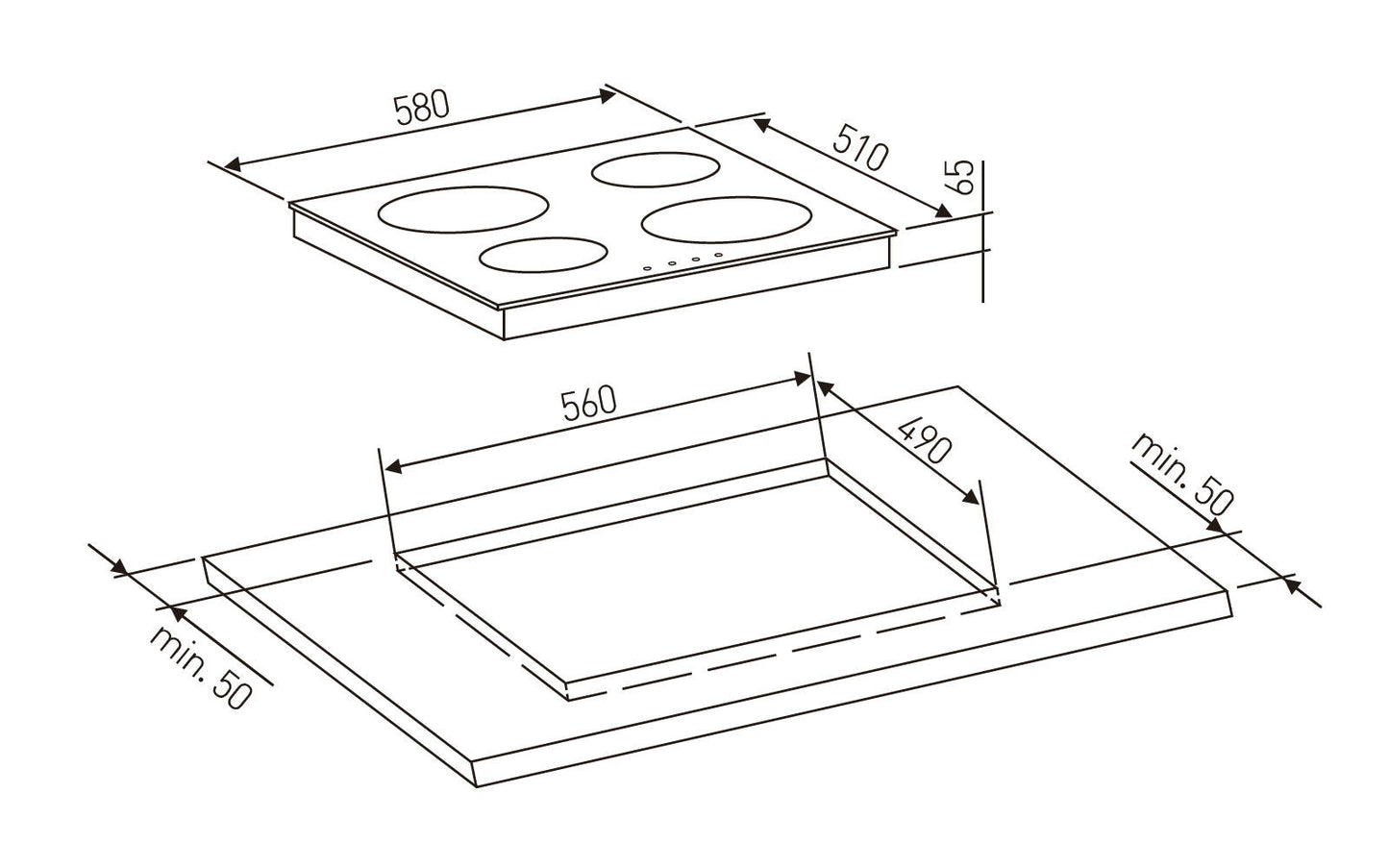 Plita inductie Pyramis 58IND910 Black Glass, 4 zone de gatit, Booster, 9 trepte de putere, 58x51 cm - EpicHome.ro