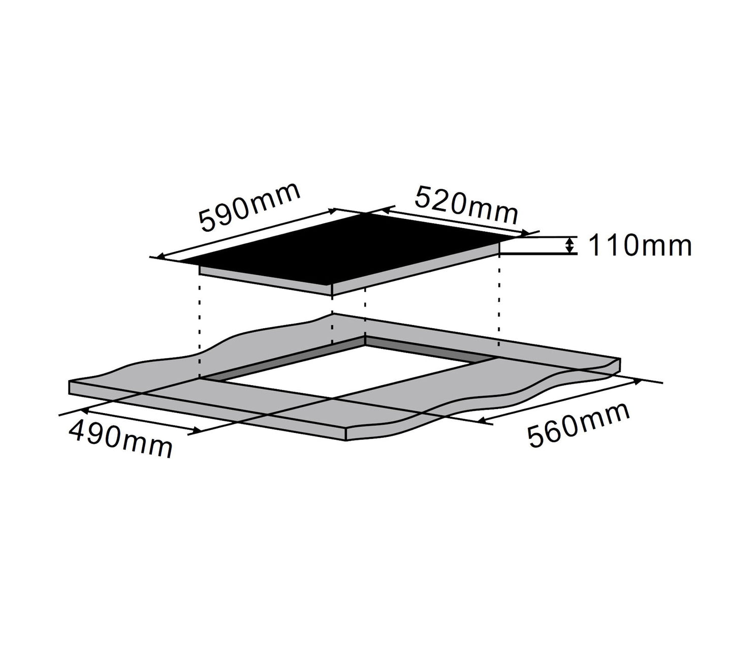 Plita mixta Pyramis 2+2 Gaz & Inductie, sticla neagra, 9 trepte de putere, 59x52 cm - EpicHome.ro