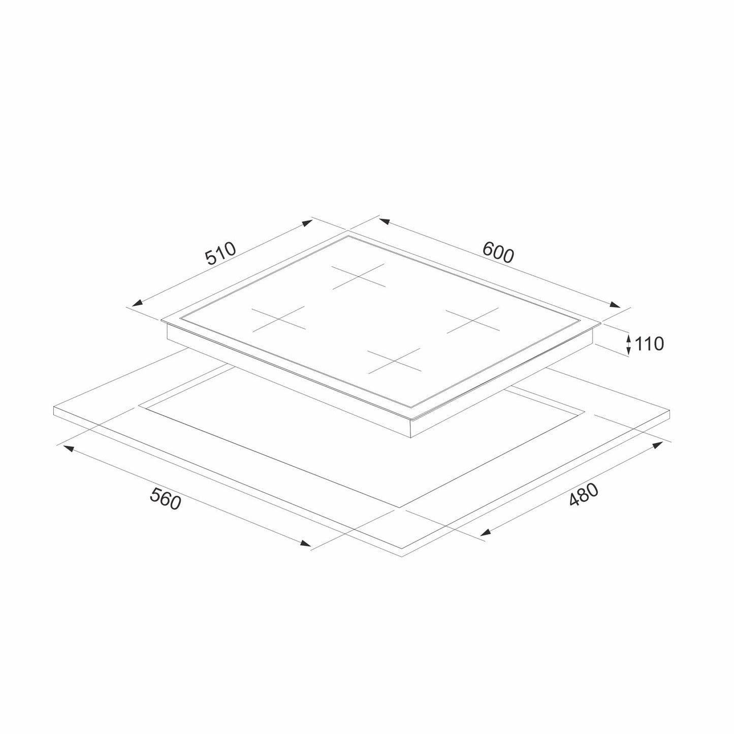 Plita pe gaz Pyramis 2120 White Glass, gratare individuale fonta, 60x51 cm - EpicHome.ro