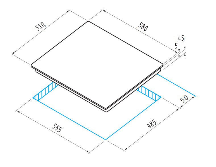 Plita vitroceramica Pyramis Ecoline 60BCBC, 2 zone de gatit, 9 trepte de putere, 58x51 cm - EpicHome.ro