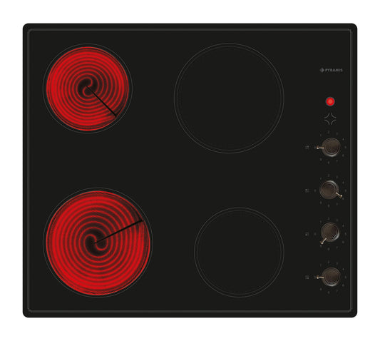 Plita vitroceramica Pyramis Retro VINTAGE Knobs, 4 zone de gatit, 9 trepte de putere, 58x51 cm - EpicHome.ro