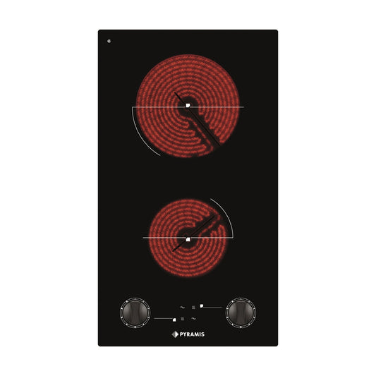 Plita vitroceramica domino Pyramis PHC31233FMB Black Glass, 2 zone de gatit, 9 trepte de putere, 29x51 cm - EpicHome.ro
