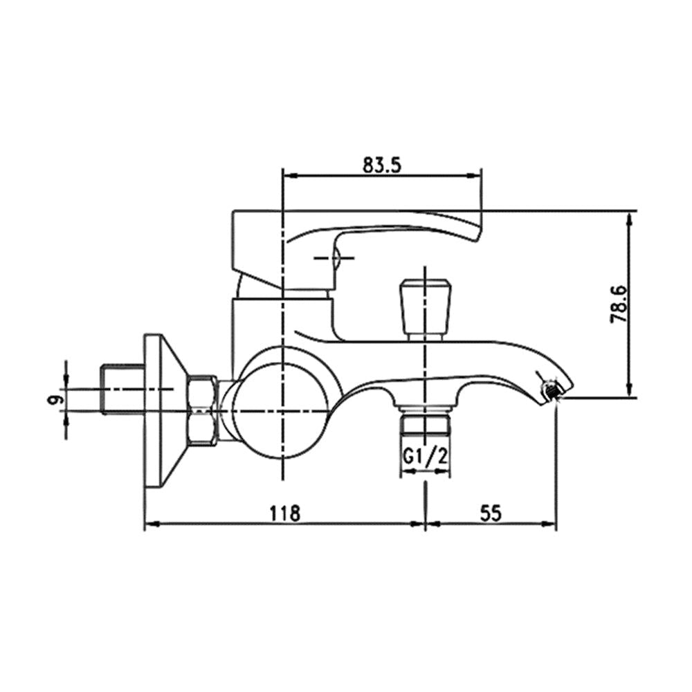 Set baterii baie Pyramis Smartline SALT, lavoar, cada si dus, alama (bronz), finisaj cromat, cartus cu disc ceramic - EpicHome.ro