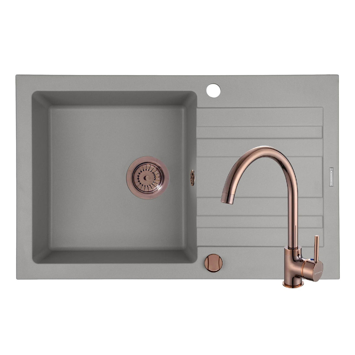 Set chiuveta granit Pyramis NAXOS 79x50cm si baterie ECO BELLO Copper - EpicHome