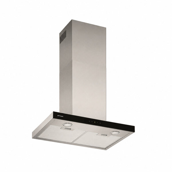 Hota decorativa Pyramis GRANDEZZO, putere de absorbtie 679mc/h, Touch Control, Timer, Boost mode, 1 motor turbo, finisaj inox si sticla neagra