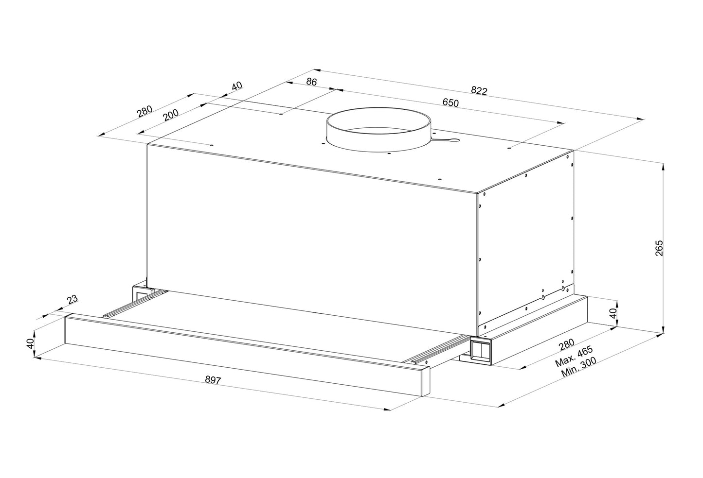 Hota telescopica Pyramis Turbo ERN 2056, Touch Control Display, putere de absorbtie 760mc/h, 1 motor turbo, 90cm
