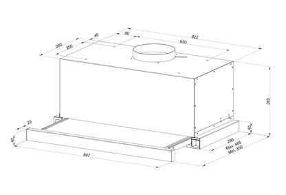Hota telescopica Pyramis Turbo ERN 2056, Touch Control Display, putere de absorbtie 760mc/h, 1 motor turbo, 90cm