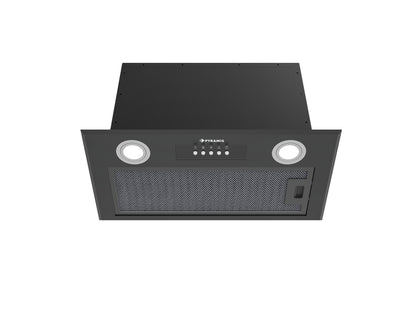 Hota total incorporabila Pyramis MD, 1 motor, putere de absorbtie maxima 618mc/h, 52cm, Touch control, finisaj metal vopsit negru
