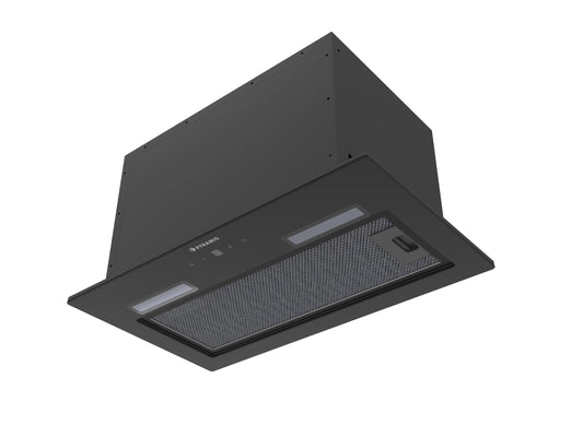 Hota total incorporabila Pyramis MD, 1 motor, putere de absorbtie maxima 618mc/h, 52cm, Touch control, finisaj sticla neagra
