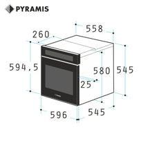 Cuptor electric Pyramis 60IN 4030 ND Smoked 3Glass, 9 functii, clasa A, 76 litri, Soft Close, AirFry, ghidaje telescopice, butoane retractabile mari, timer digital
