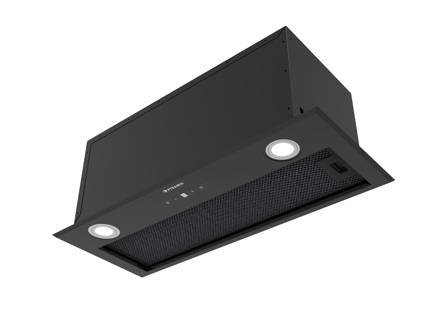 Hota total incorporabila Pyramis MD, 1 motor, putere de absorbtie maxima 618mc/h, 70cm, Touch control, finisaj metal vopsit negru
