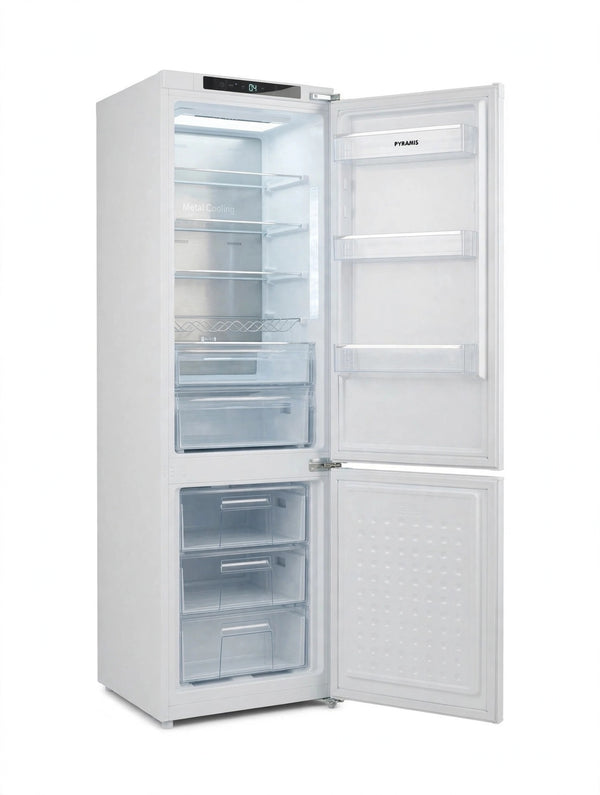 Combina frigorifica incorporabila Pyramis BBI FNF193RO, Full NO FROST, Metal Cooling, clasa E, capacitate totala 305 litri