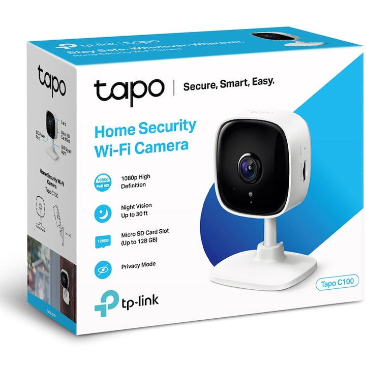 Camera de supraveghere Smart TP-Link Tapo C110 cu Night Vision, Ultra HD, Utilizare Baby Monitor Wireless Audio Video, Detectarea miscarii, Alarma sonora si luminoasa, Two-Way Audio, Mod Privacy, Stocare locala, IP Wi-Fi, Alb - EpicHome