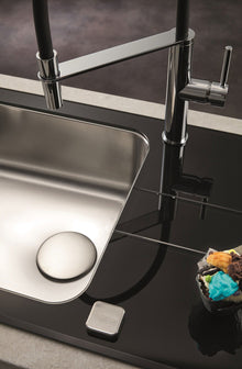 Chiuveta Pyramis CONCERTO 100x50 1B 1D Black Glass & Inox - EpicHome.ro