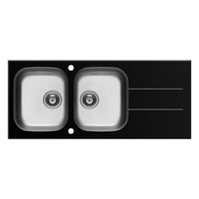 Chiuveta Pyramis CONCERTO 116x50 2B 1D Black Glass & Inox - EpicHome.ro
