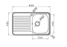 Chiuveta inox Pyramis SPACE MINI 80x48 1B 1D - EpicHome.ro