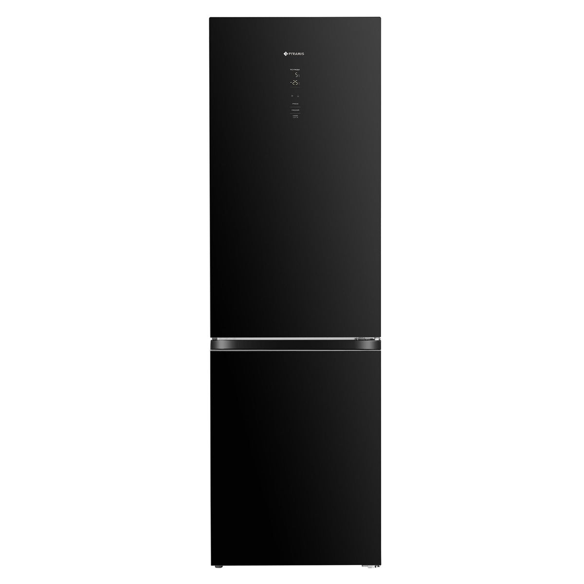 Combina frigorifica Pyramis FSK200 Black Glass, total NO FROST, clasa F, capacitate totala 347 litri - EpicHome.ro